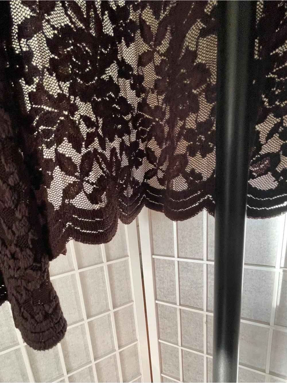 14/16 Lace, Short, Women's Summer Cardigan, Scalloped hemline, Chocolate Brown